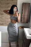 Light Grey Knitted Ribbed Co-Ord Set