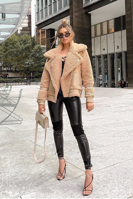 Black Croc Faux Leather Panel Trousers
