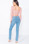 Mid Blue Straight Leg High Waisted Jeans