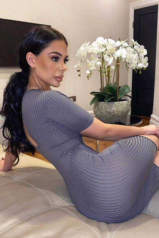 Grey Ribbed Corset Unitard