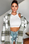 Khaki Check Oversized Shacket
