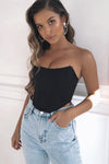 Black Satin Boned Corset Crop Top