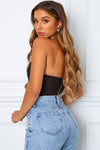 Black Satin Boned Corset Crop Top