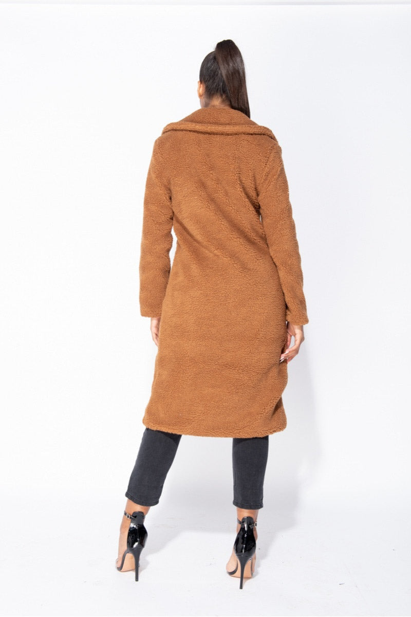 Rust Longline Borg Teddy Coat