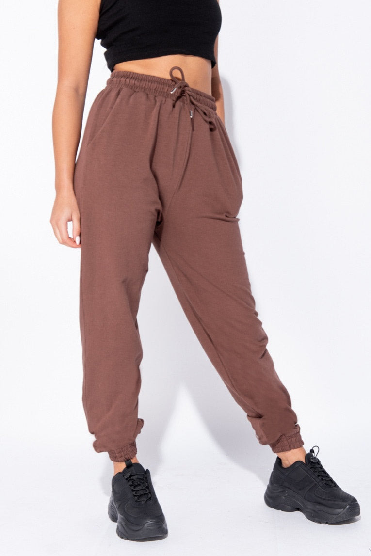 Brown Drawstring Detail Oversized Joggers