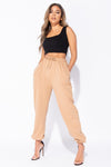 Camel Drawstring Detail Oversized Joggers