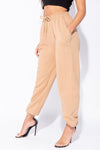 Camel Drawstring Detail Oversized Joggers