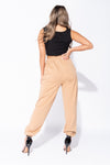 Camel Drawstring Detail Oversized Joggers