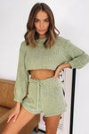 Green Knitted Jumper and Shorts Lounge Set