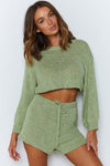 Green Knitted Jumper and Shorts Lounge Set