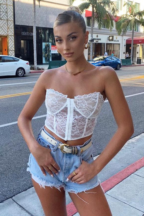 White Lace Bustier Corset Crop Top