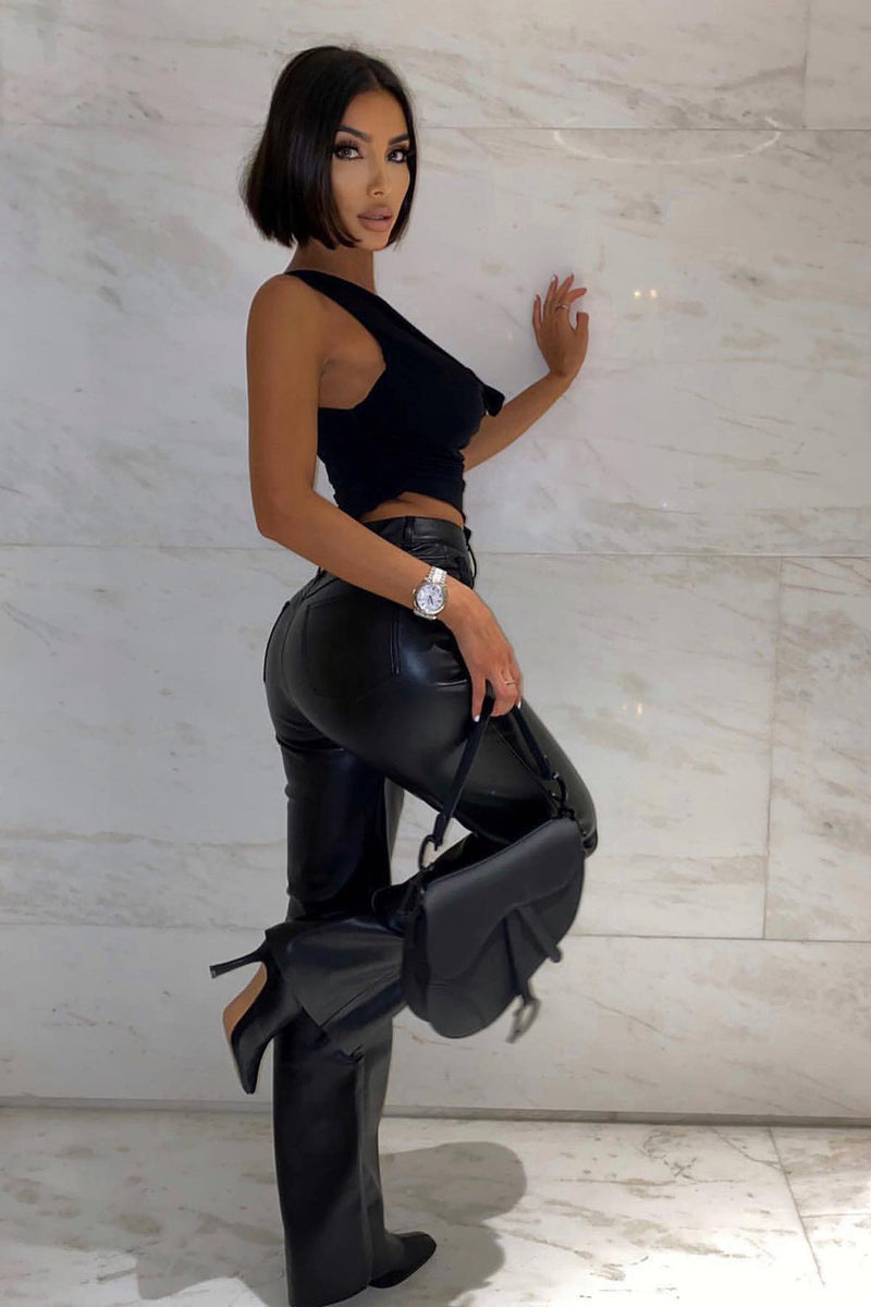 Black Slinky Cowl Neck Cami Top