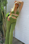 Olive Slinky Cross Wrap Halter Top & Trousers
