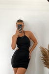 Black Halterneck Cut Out Open Back Mini Dress