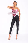 Pink Marble Print Slinky Cowl Neck Top