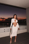 White Keyhole Cut Out Crop Top & Midi Skirt Co-Ord