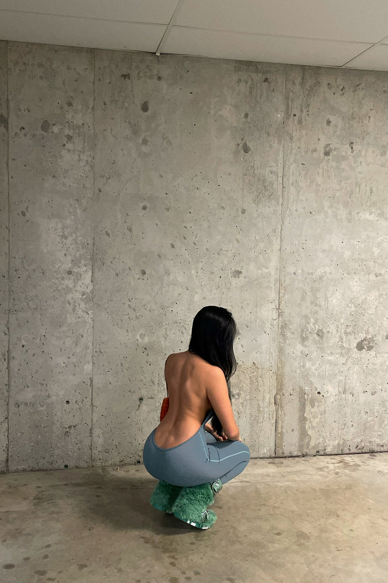Grey Halterneck Backless Sleeveless Jumpsuit