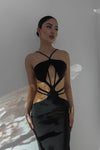Black Halter Strappy Cut Out Detail Maxi Dress