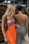 Orange Cut Out Colour Block Bodycon Maxi Dress