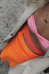 Orange Cut Out Colour Block Bodycon Maxi Dress