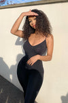 Black Seamless Strappy Jumpsuit