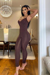 Chocolate Seamless Strappy Jumpsuit