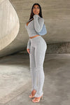 Light Grey Panel Detail Tracksuit Set
