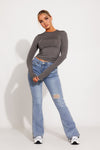 Dark Grey Seamless Slinky Long Sleeve Top