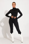 Black Turtleneck Long Sleeve Jumpsuit