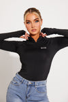 Black High Neck Zip Sportline Long Sleeve Top