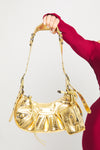 Gold Faux Leather Cagole Shoulder Bag