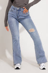 Light Wash Split Hem Straight Leg Bum Rip Jeans