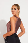 Pink Metallic Cut Out Ladder Detail Bodysuit
