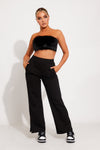 Black Oversized Split Hem Wide Leg Joggers