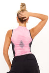 Pink High Neck Body Art Print Sleeveless Crop Top