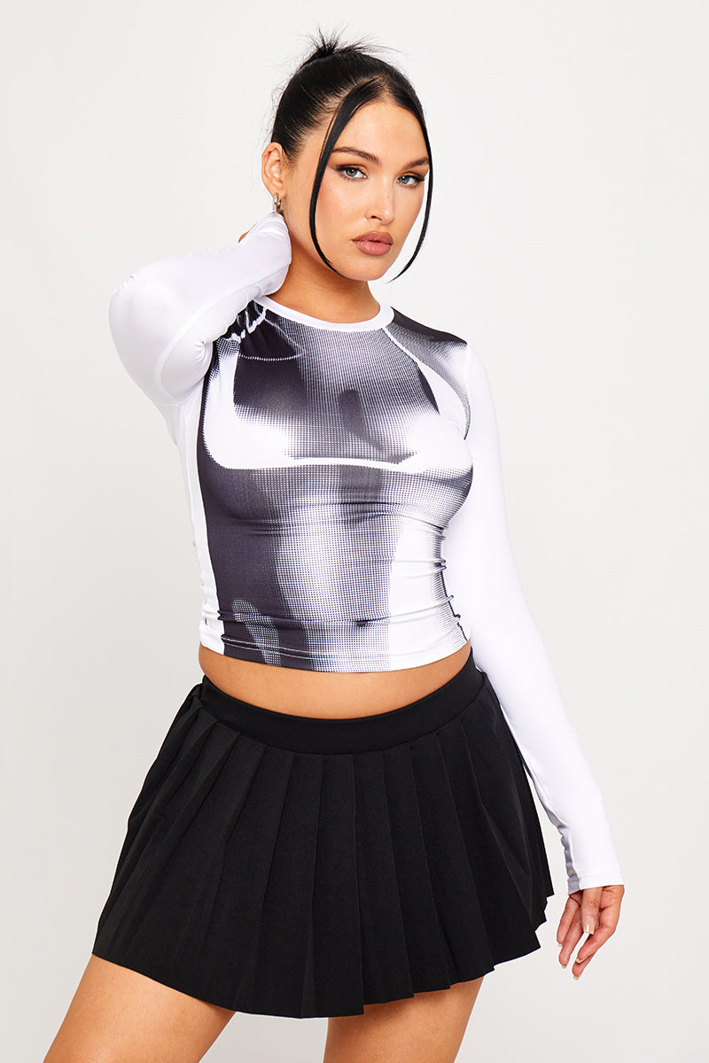 Black Pleated Woven Low Rise Micro Mini Skirt