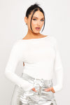 White Open Back Seamless Long Sleeve Crop Top