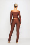 Chocolate Plunge Long Sleeve Wrap Top & Split Leggings Co-Ord