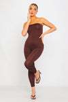 Chocolate Basic Sleeveless Bandeau Tube Jumpsuit