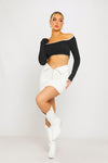 Cream Cable Knit Double Zip Fold Over Mini Skirt