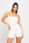 White Seamless Spaghetti Strap Playsuit