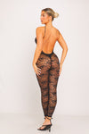 Black Lace Plunge Bustier Cross Back Jumpsuit