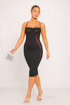 Black Mesh Cut Out Underwired Bodycon Mini Dress