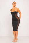 Black Mesh Cut Out Underwired Bodycon Mini Dress
