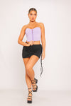 Lilac Boned Detail Bustier Corset Crop Top