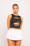 Black Cut Out Sleeveless Slash Crop Top