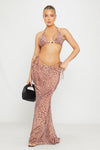 Leopard Print Triangle Bikini & Long Maxi Skirt