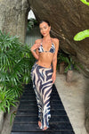 Zebra Print Triangle Bikini & Long Maxi Skirt