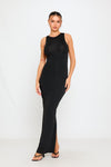 Black Sleeveless Open Back Bodycon Maxi Dress