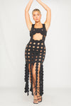 Black Multi Circle Cut Out Asymmetric Maxi Dress